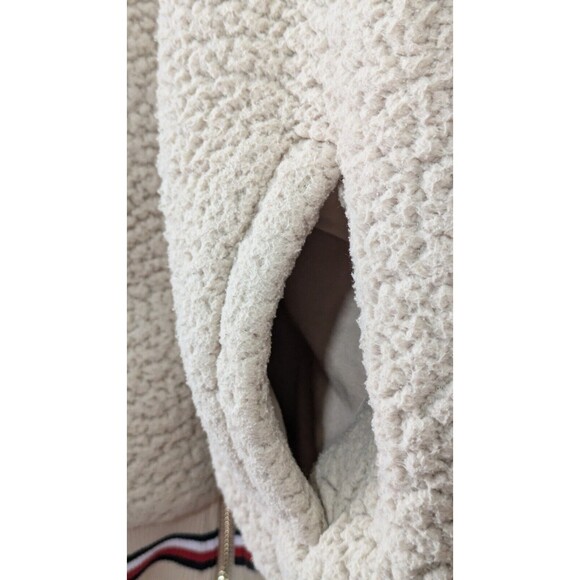 Tommy Hilfiger Sherpa Jacket Womens Small Beige Bomber Teddy Pockets - Picture 4 of 11